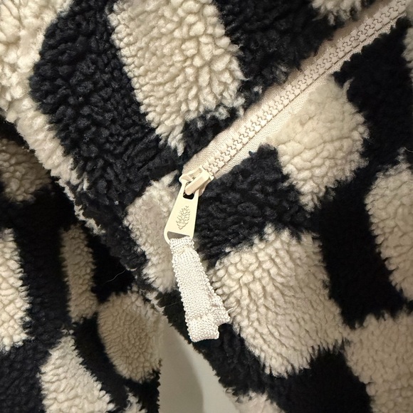 FREE PEOPLE FP MOVEMENT Hit The Slopes Printed Fleece Jacket Black White Checker - Picture 12 of 16